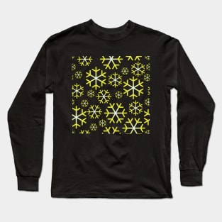 Yellow Christmas Snowflakes Pattern Long Sleeve T-Shirt